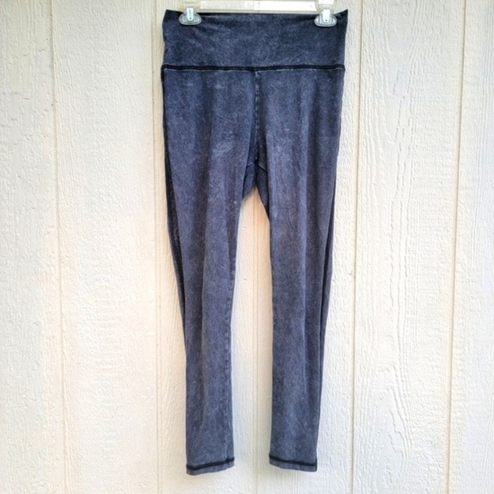 aerie chill play move leggings gray sz med knit side detail.